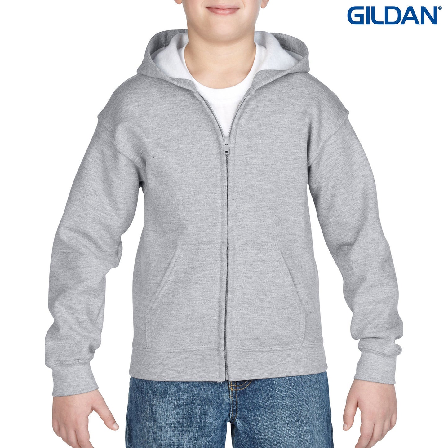 18600B - 18600B Gildan Heavy Blend Youth Full Zip Hooded Sweatshirt - UNBRANDED