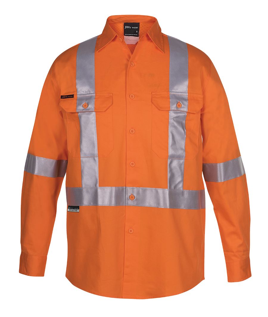6DCBL - JB's Hi Vis (D+N) L/S 150G CROSS BACK TAPE SHIRT - UNBRANDED