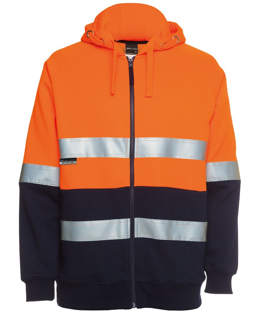 6DNH - JB's Hi Vis (D+N) FULL ZIP FLEECY HOODIE - UNBRANDED
