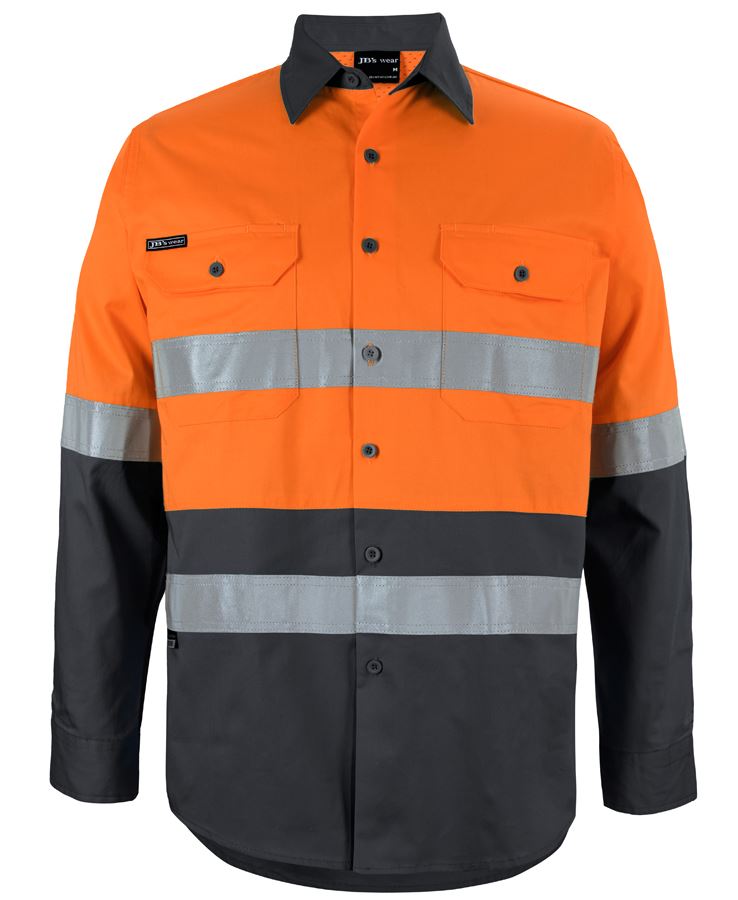 6DNLS - Hi Vis (D+N) L/S Work Shirt - UNBRANDED