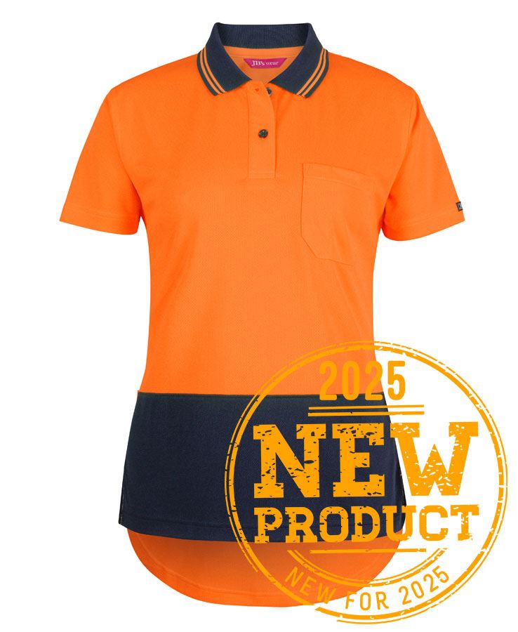 6HDS1 - JB's LADIES Hi Vis S/S DROP TAIL POLO - UNBRANDED