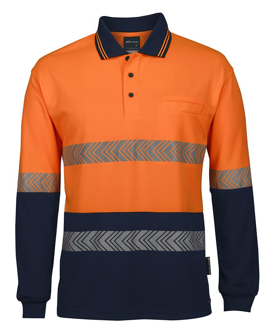 6HLST - JB's Hi Vis L/S SEGMENTED TAPE POLO - UNBRANDED