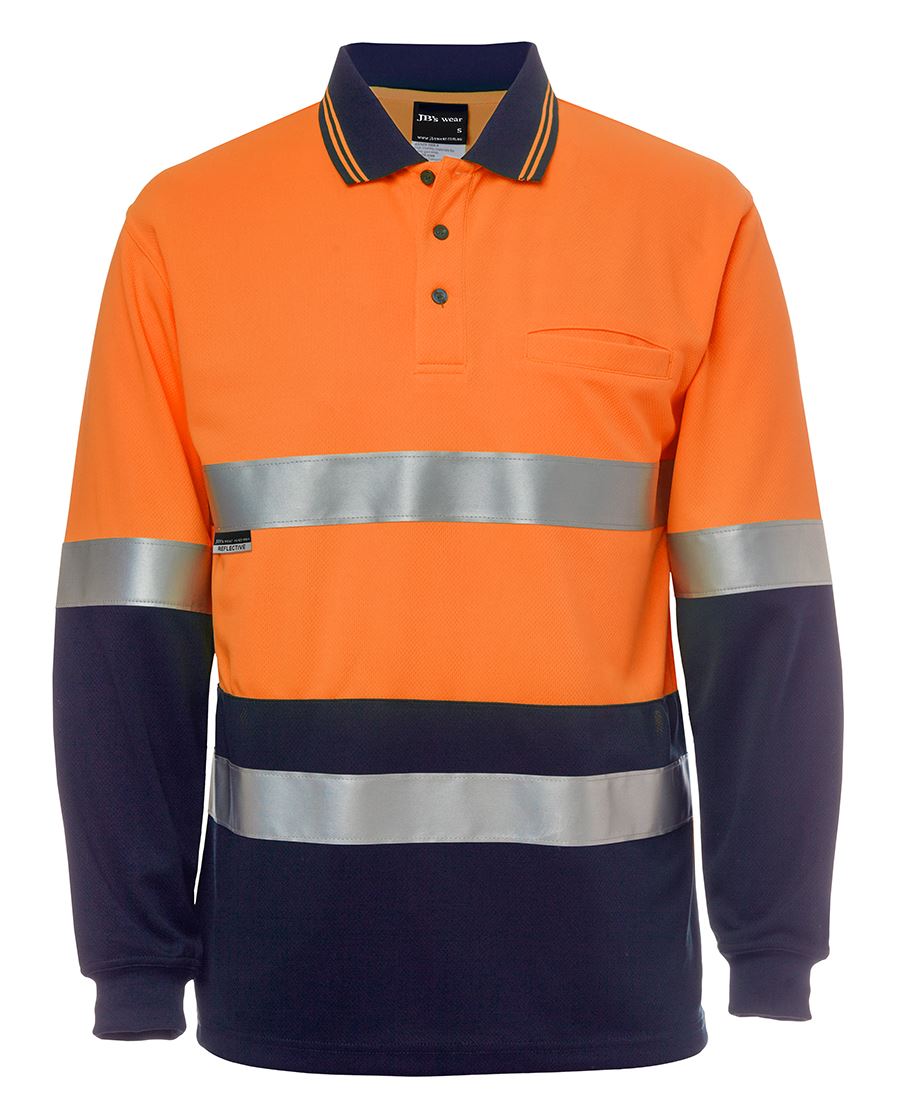 6HMCB - JB's Hi Vis L/S (D+N) COTTON BACK POLO - UNBRANDED