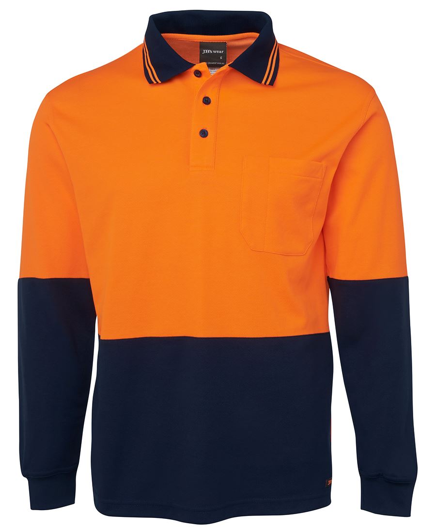 6HPL - JB's Hi Vis L/S COTTON BACK POLO - UNBRANDED