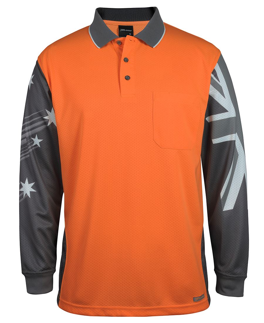 6HSCL - JB's Hi Vis L/S SOUTHERN CROSS POLO - UNBRANDED