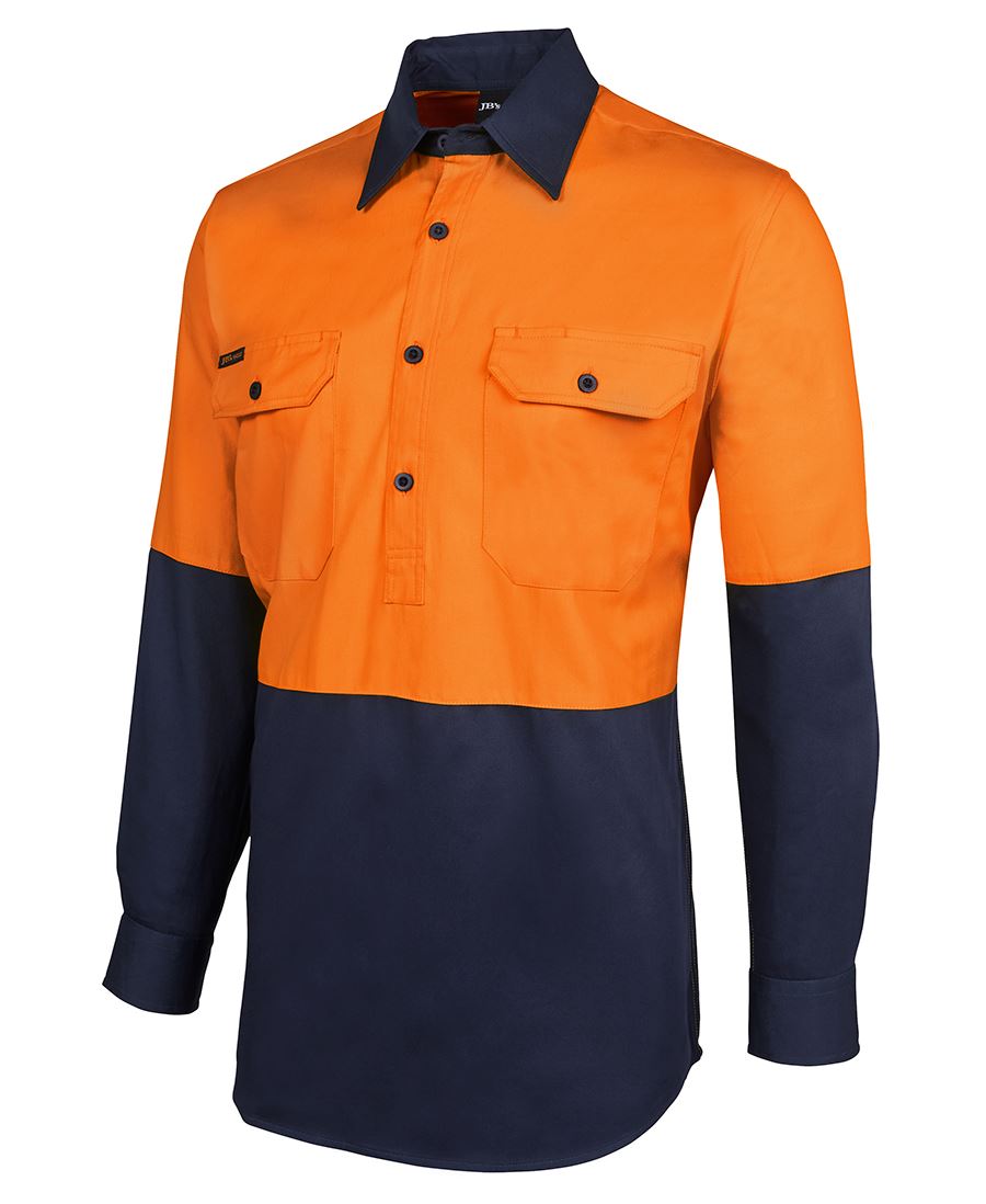 6HVCF - JB's Hi Vis Close Front L/S 190G Work Shirt - UNBRANDED