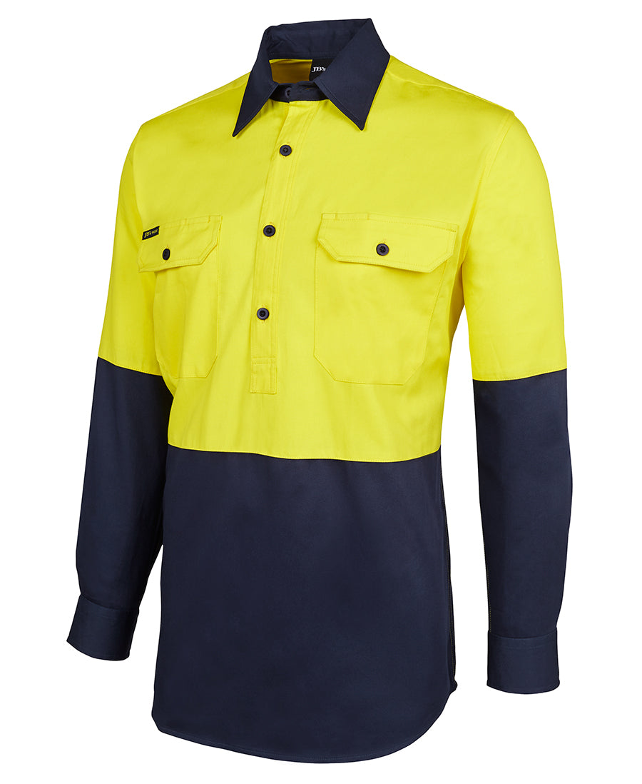 6HVCF - JB's Hi Vis Close Front L/S 190G Work Shirt - UNBRANDED