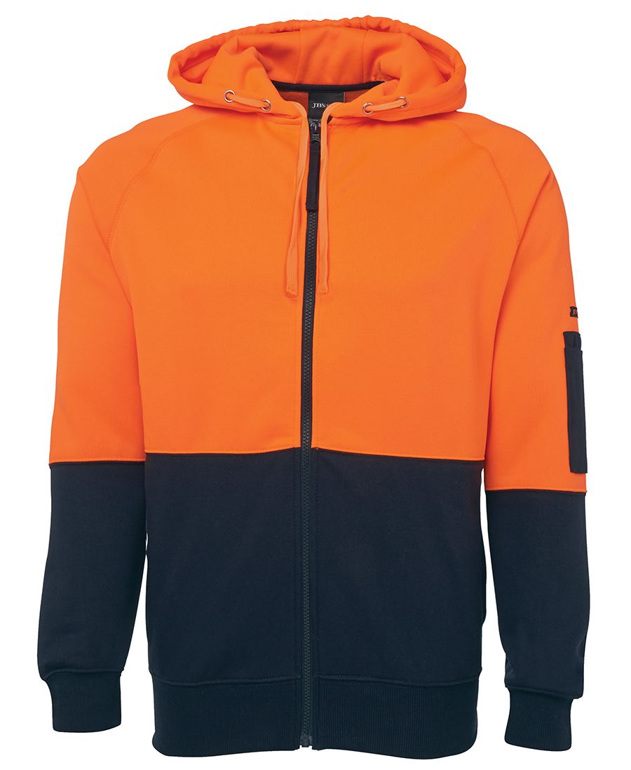 6HVH - JB's Hi Vis FULL ZIP FLEECY HOODIE - UNBRANDED