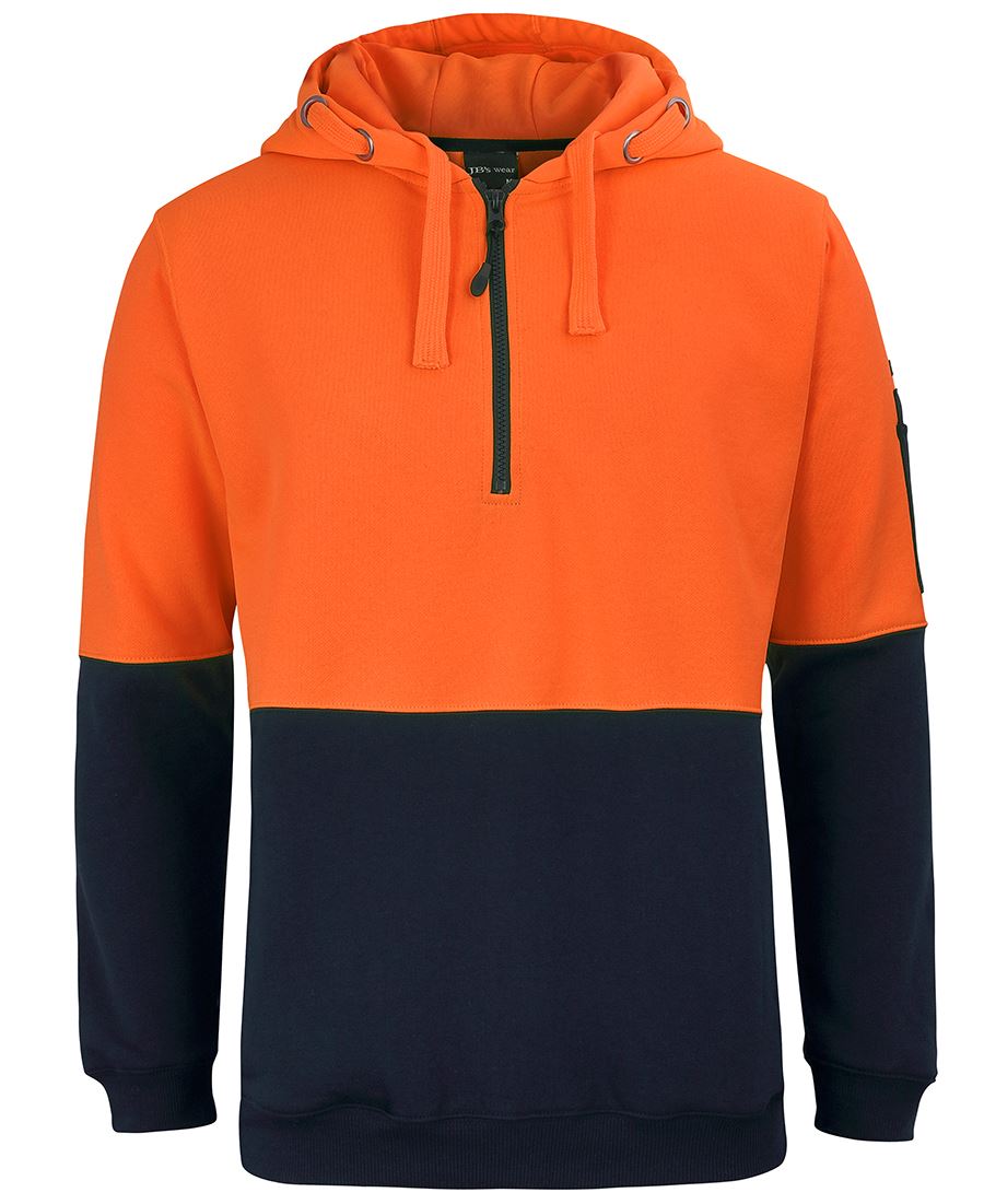 6HVHZ - JB's Hi Vis 1/2 ZIP FLEECY HOODIE - UNBRANDED
