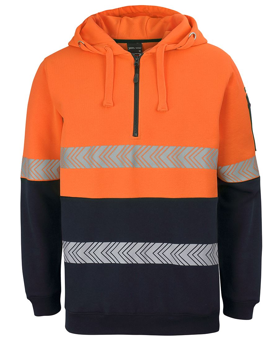 6HZSH - JB's Hi Vis (D+N) 1/2 ZIP SEGMENTED TAPE HOODIE - UNBRANDED