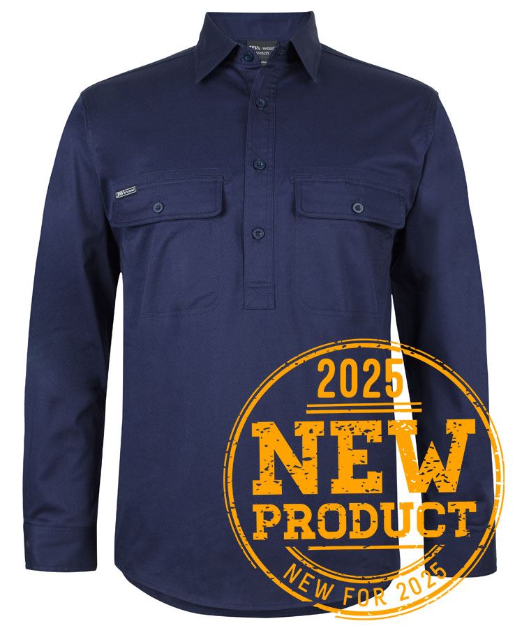 6WLCS - JB's L/S 150G STRETCH CLOSE FRONT WORK SHIRT - UNBRANDED