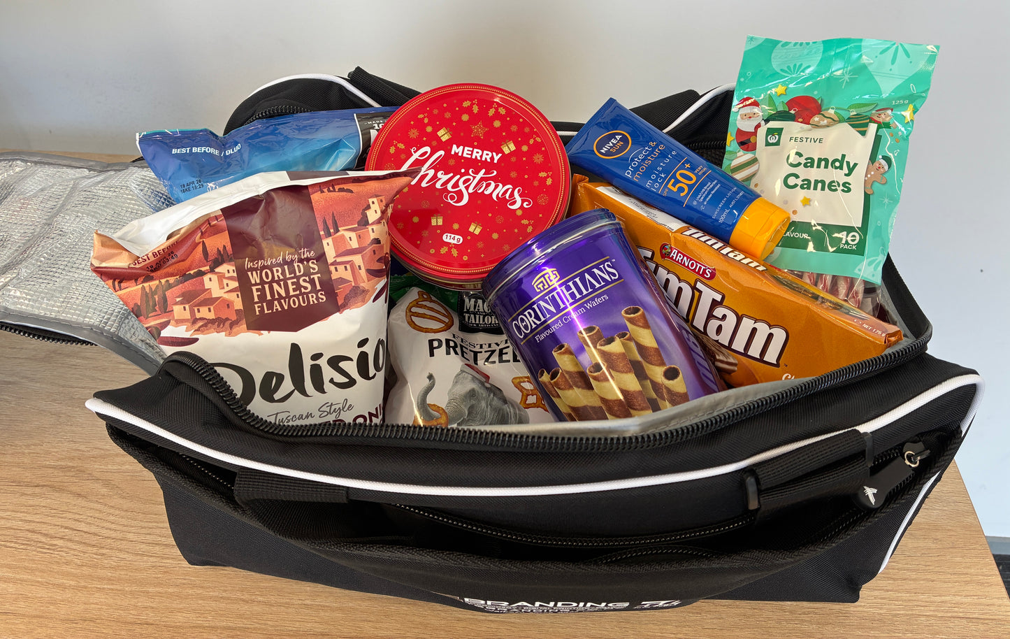 CHRISTMAS COOLER - B125 ULTIMATE - BRANDED WITH YOUR LOGO AND FILLED WITH GOODIES