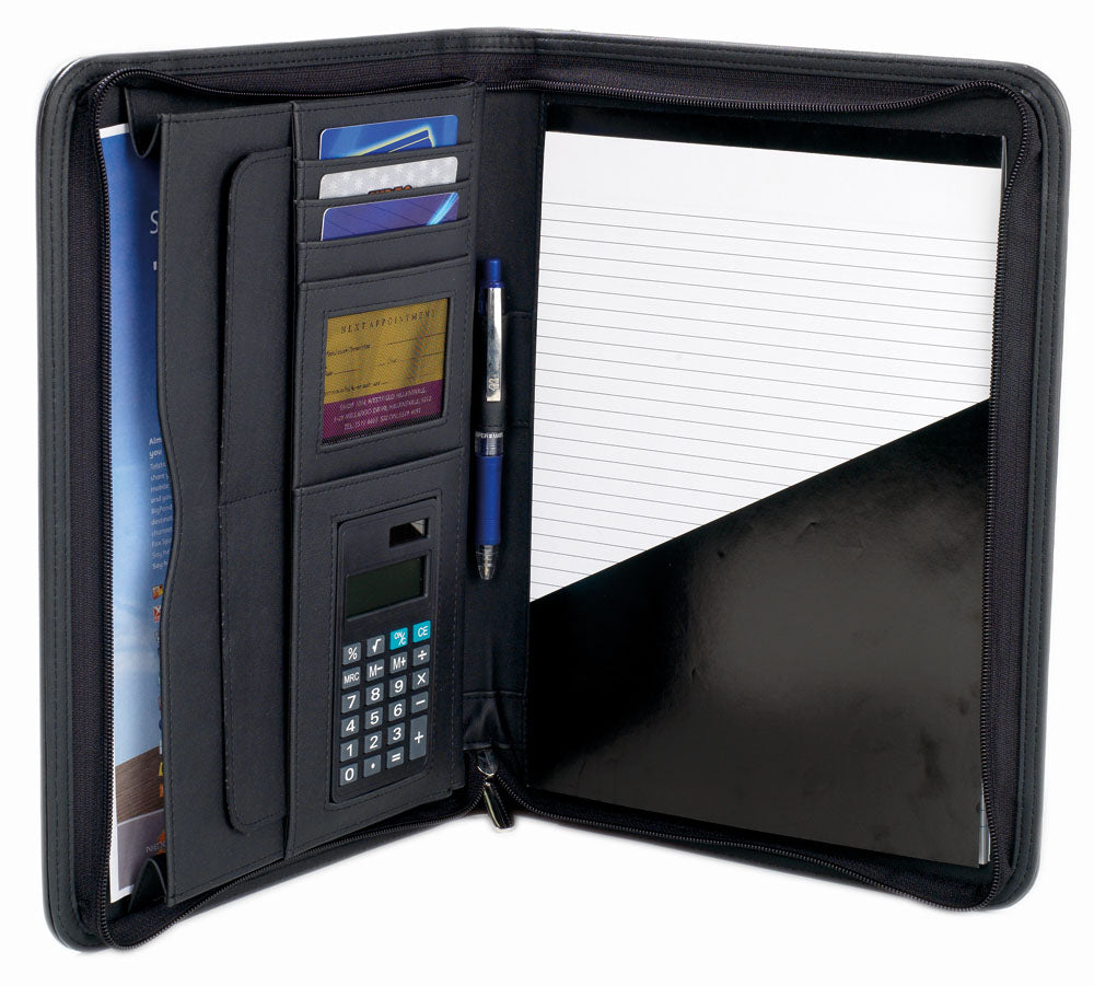 B165 - Leather Compendium with Calculator - UNBRANDED