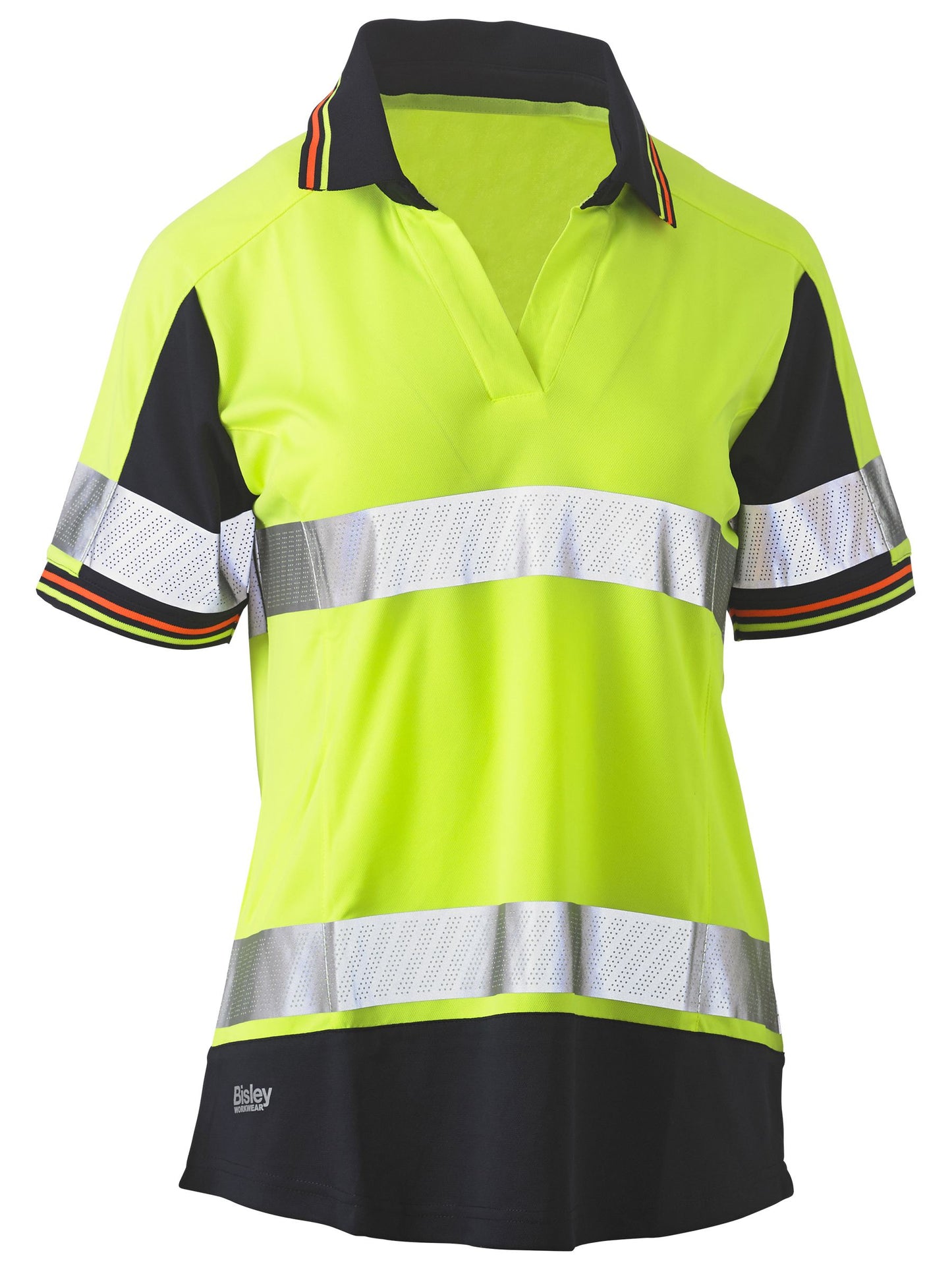 BKL1225T - Women's Taped Two Tone Hi Vis V-Neck Polo - UNBRANDED