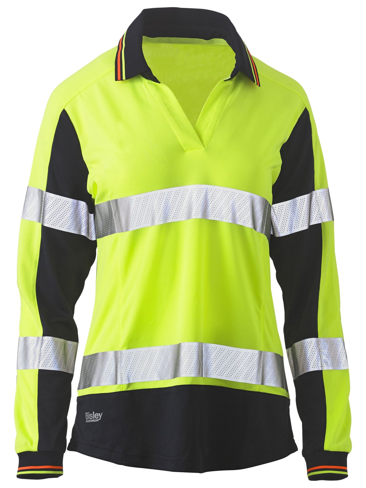 BKL6225T - Women's Taped Two Tone Hi Vis V-Neck Polo - UNBRANDED