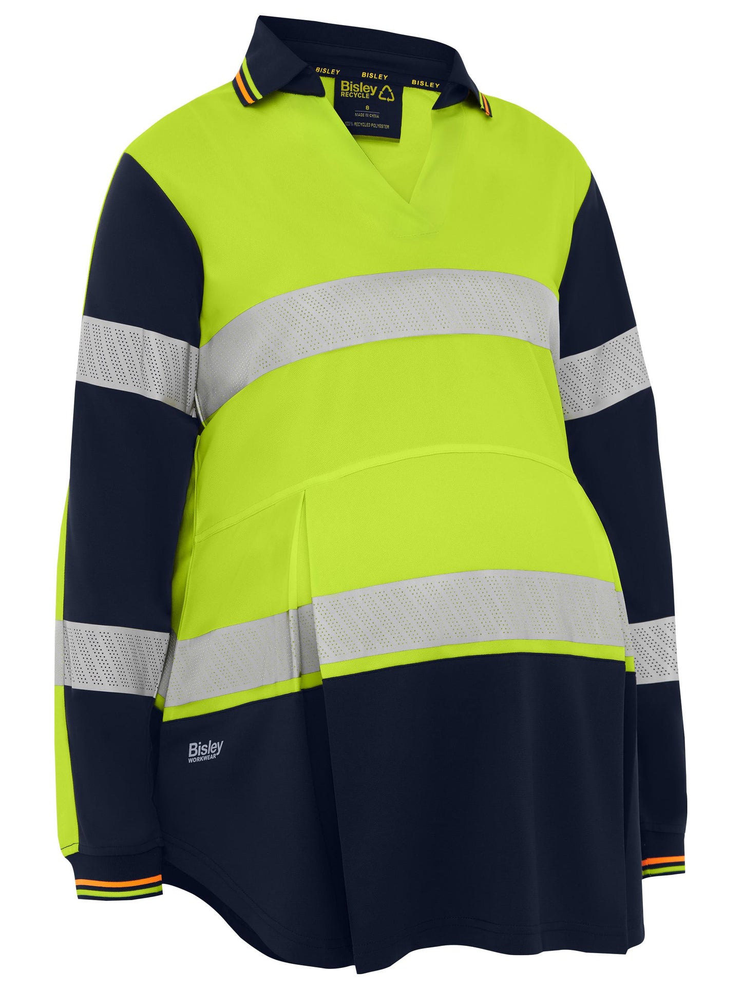 BKLM6225T - Women's Taped Hi Vis Recycled V-Neck Maternity Polo - UNBRANDED