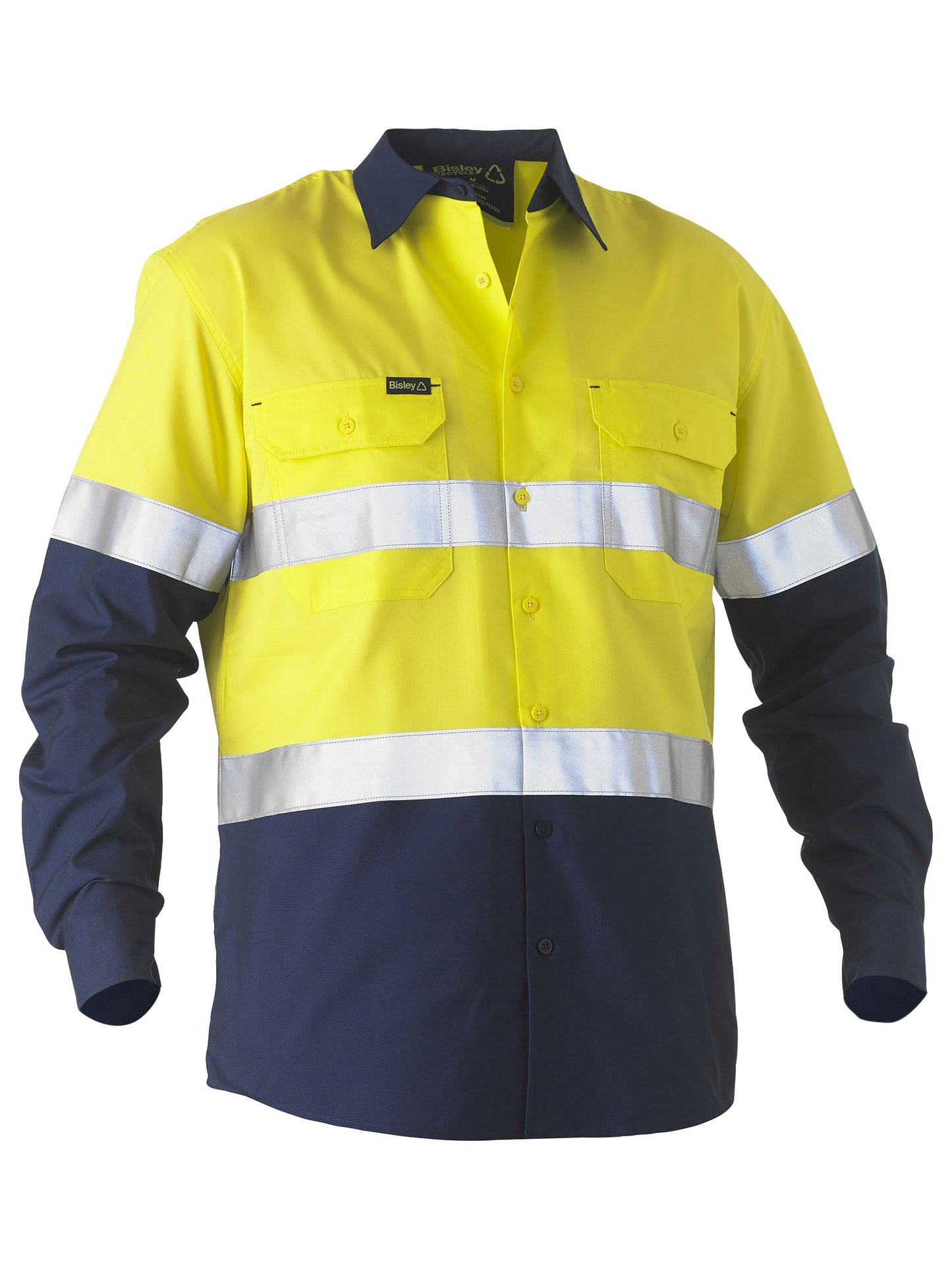 BS6996T - Bisley Recycle Taped Two Tone Hi Vis Drill Shirt - UNBRANDED