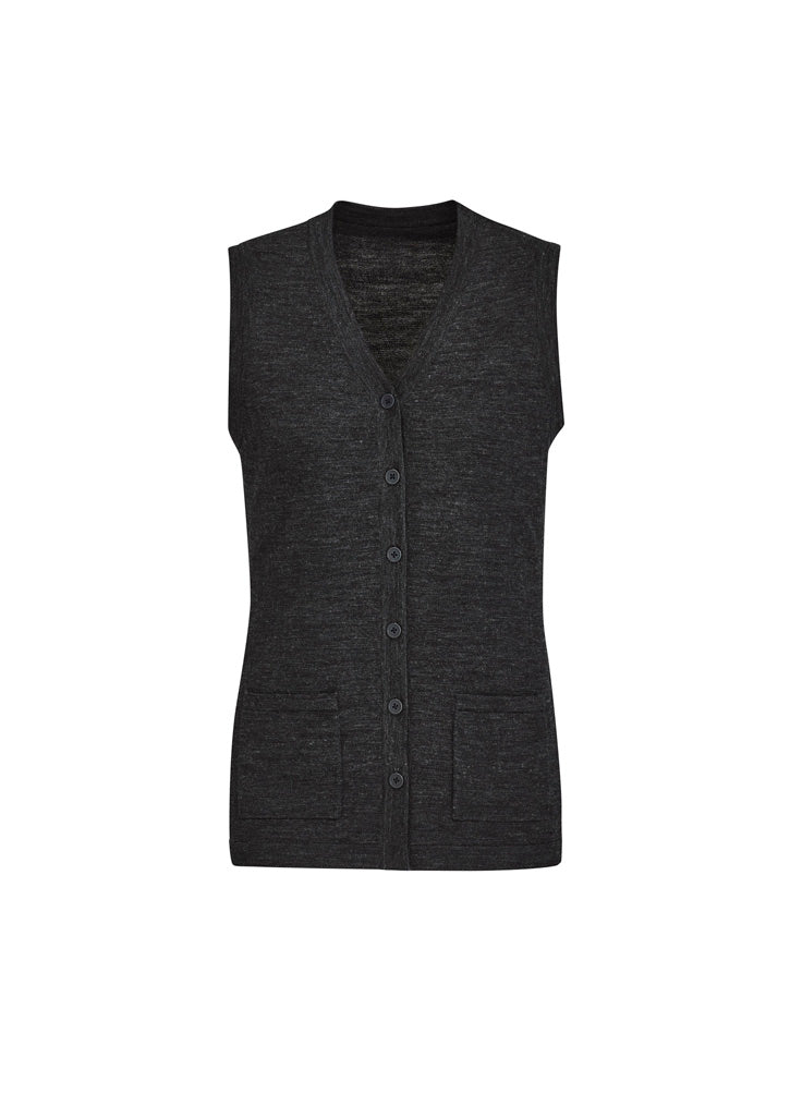 CK961LV - Womens Button Front Knit Vest - UNBRANDED