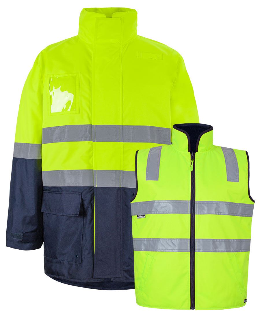 K6DNJ - JB's Hi Vis (D+N) Long Line 4 in 1 Jacket - UNBRANDED