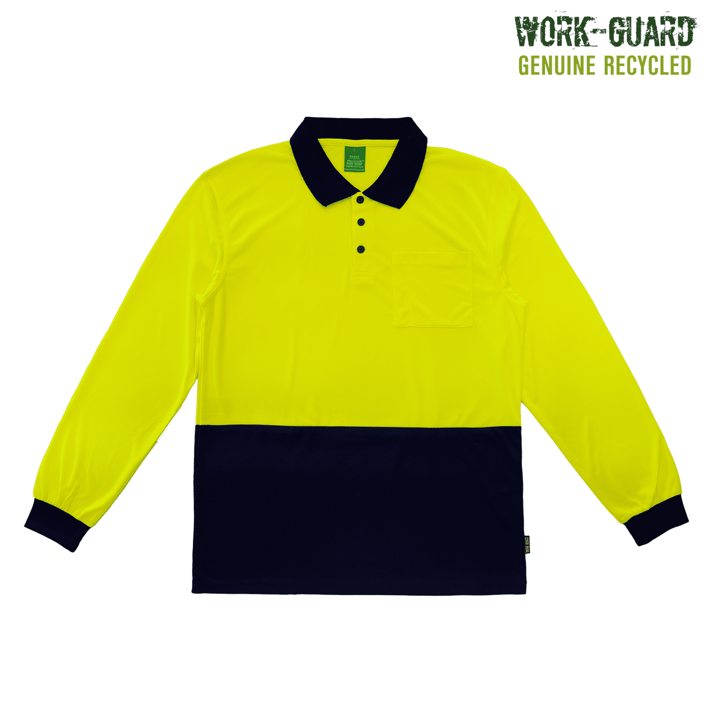 R482X - R482X Workguard Recycled Hi Vis LS Polo - UNBRANDED