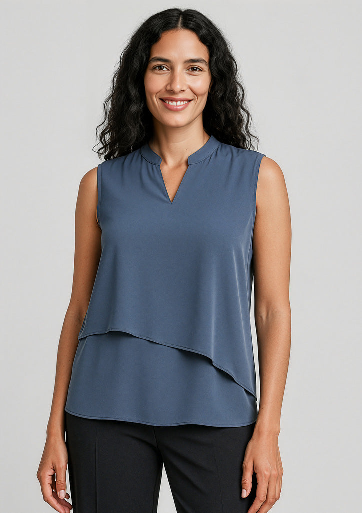 RB260LN - Womens Seville Sleeveless Layered Blouse - UNBRANDED