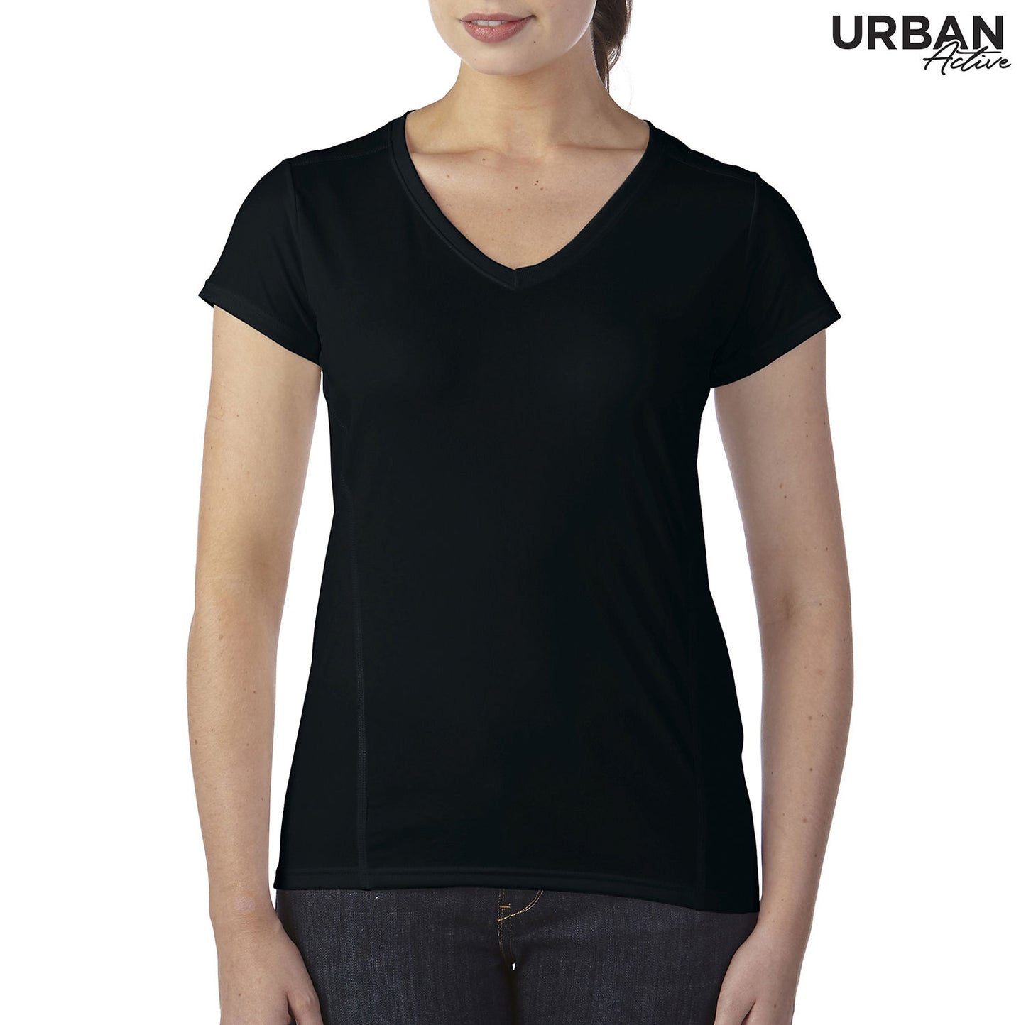 UAPT160L - UAPT160L Urban Active Performance Tech Ladies V Neck T - UNBRANDED