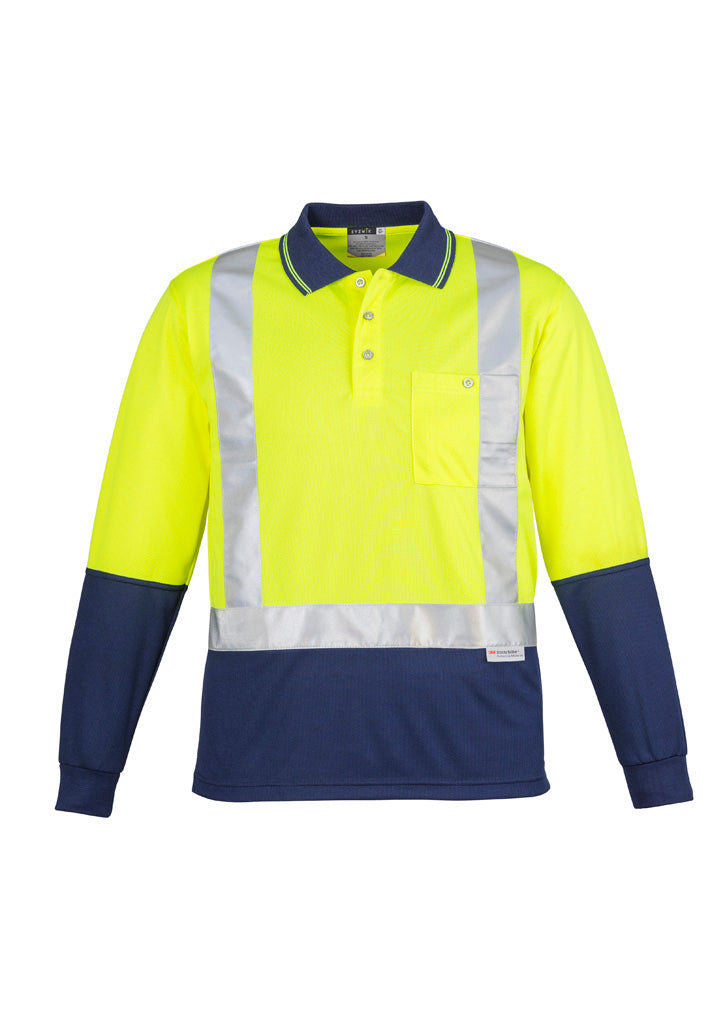 ZH234 - Mens Hi Vis Spliced Long Sleeve Polo - Shoulder Taped - UNBRANDED