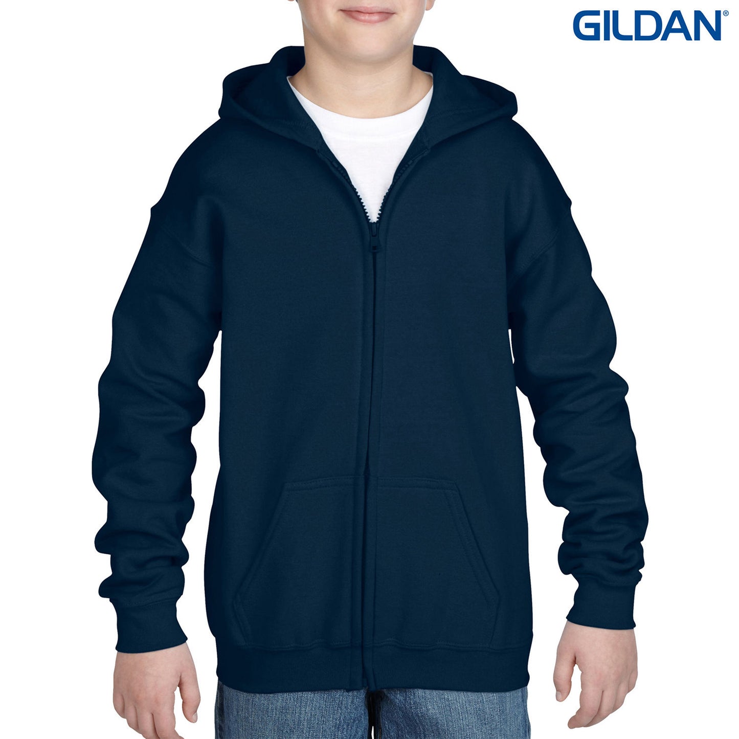 18600B - 18600B Gildan Heavy Blend Youth Full Zip Hooded Sweatshirt - UNBRANDED