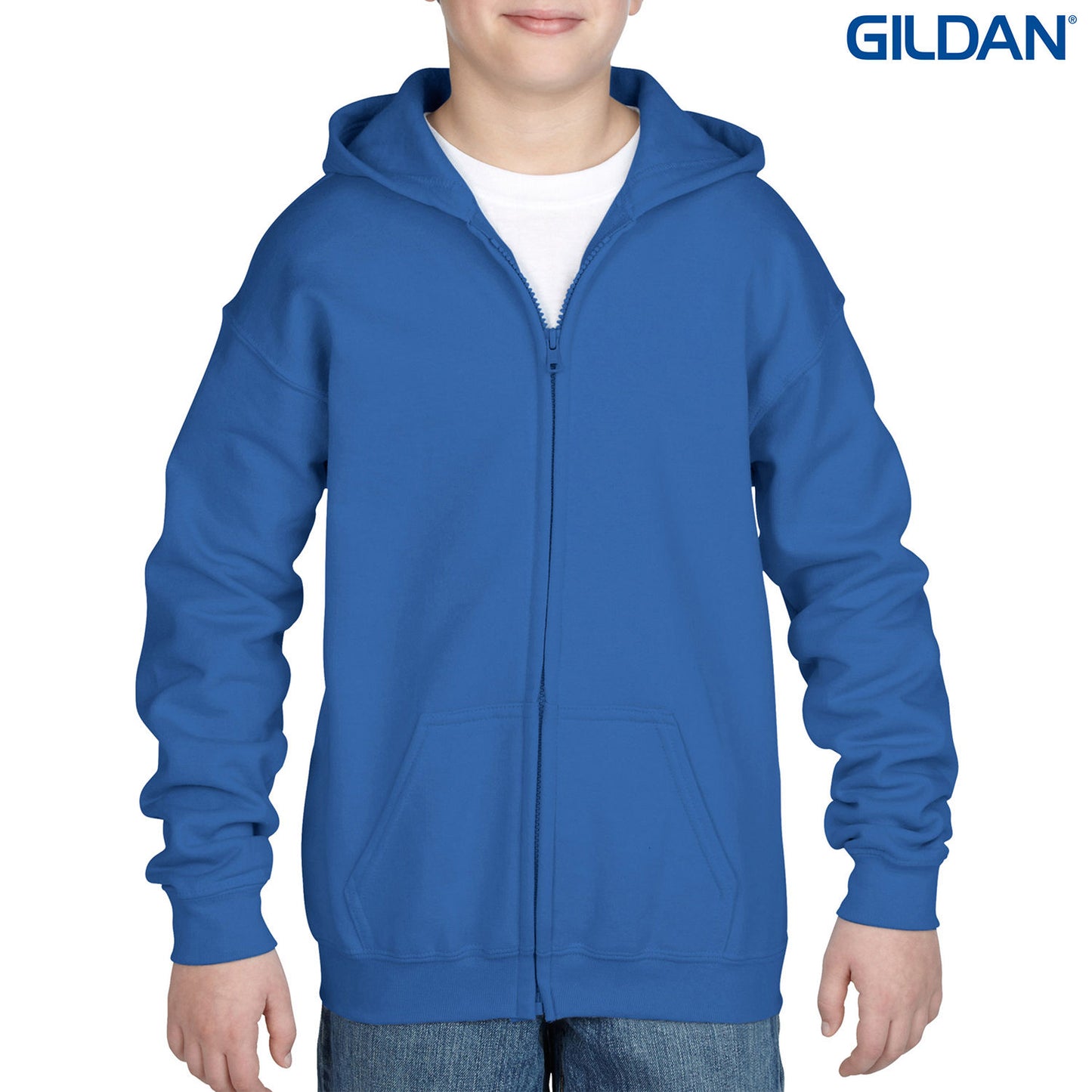 18600B - 18600B Gildan Heavy Blend Youth Full Zip Hooded Sweatshirt - UNBRANDED