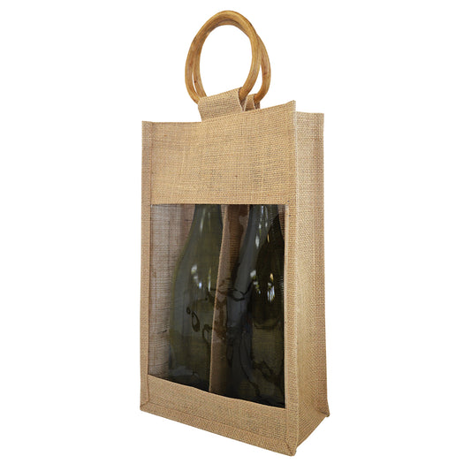 1900 - Two Bottle Jute Tote Bag - UNBRANDED