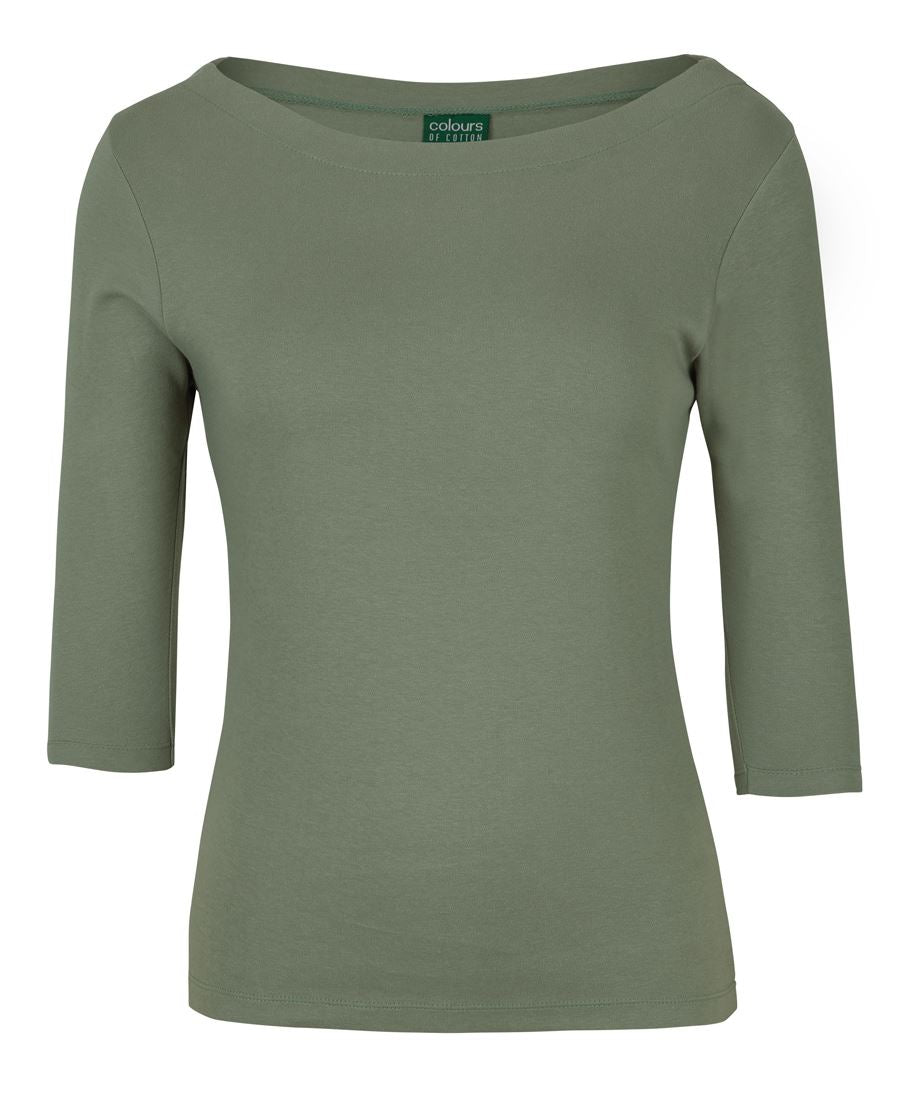 1BT3 - C of C LADIES 3/4 SLEEVE BOAT NECK TEE   - UNBRANDED