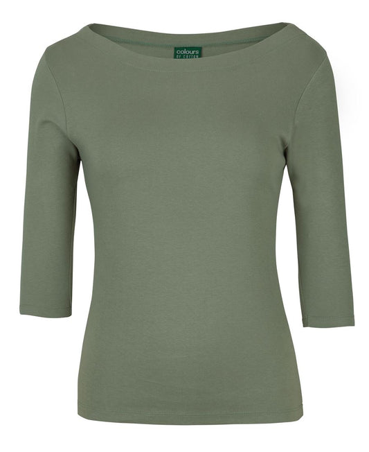 1BT3 - C of C LADIES 3/4 SLEEVE BOAT NECK TEE   - UNBRANDED