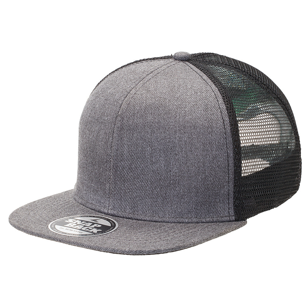 4396 - Heathered Flat Peak Trucker - UNBRANDED