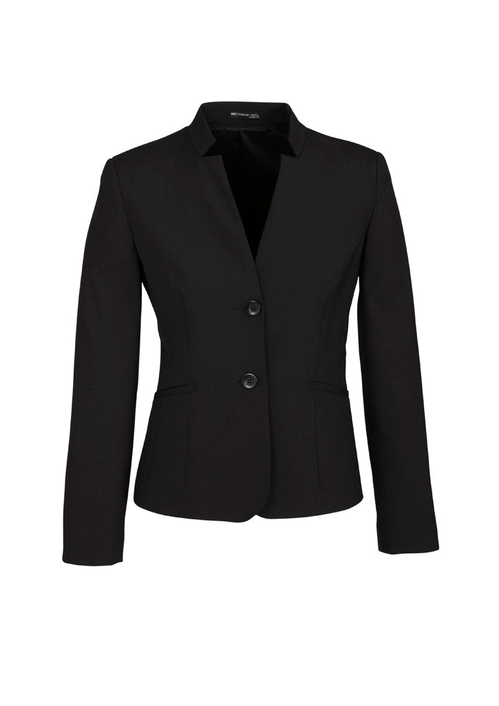 64013 - Womens Comfort Wool Stretch Short Jacket with Reverse Lapel - UNBRANDED