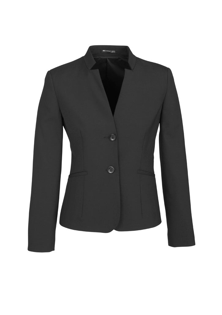 64013 - Womens Comfort Wool Stretch Short Jacket with Reverse Lapel - UNBRANDED