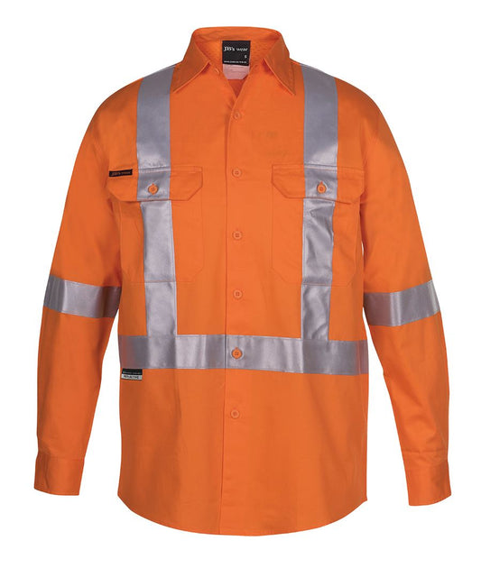 6DCBL - JB's Hi Vis (D+N) L/S 150G CROSS BACK TAPE SHIRT   - UNBRANDED