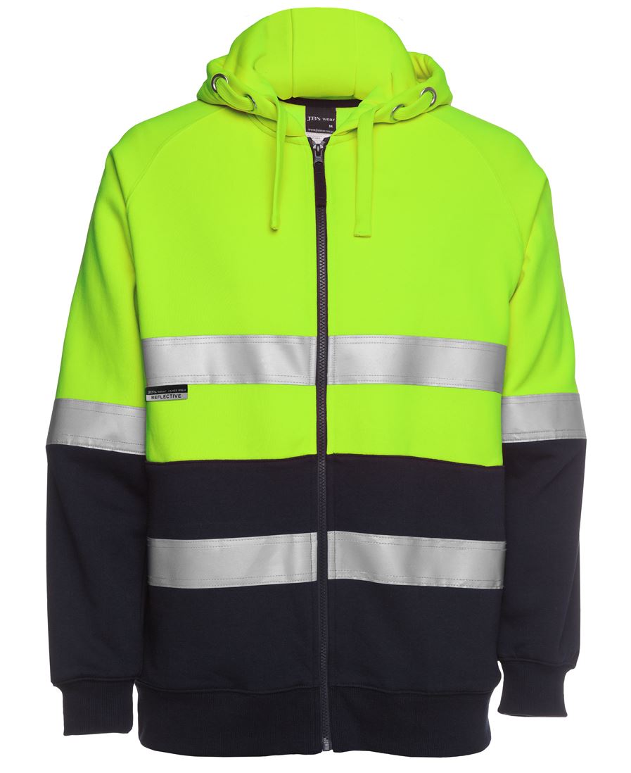 6DNH - JB's Hi Vis (D+N) FULL ZIP FLEECY HOODIE - UNBRANDED