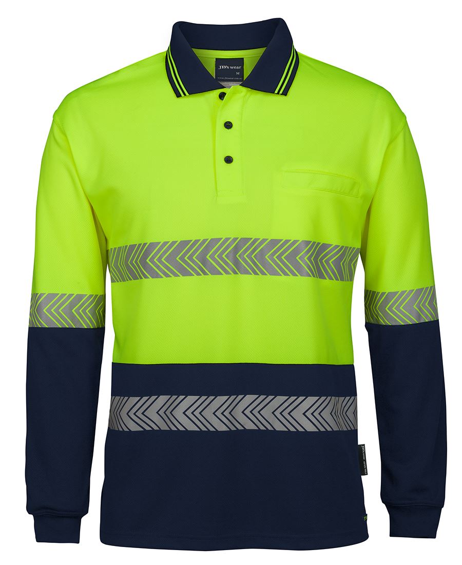 6HLST - JB's Hi Vis L/S SEGMENTED TAPE POLO - UNBRANDED