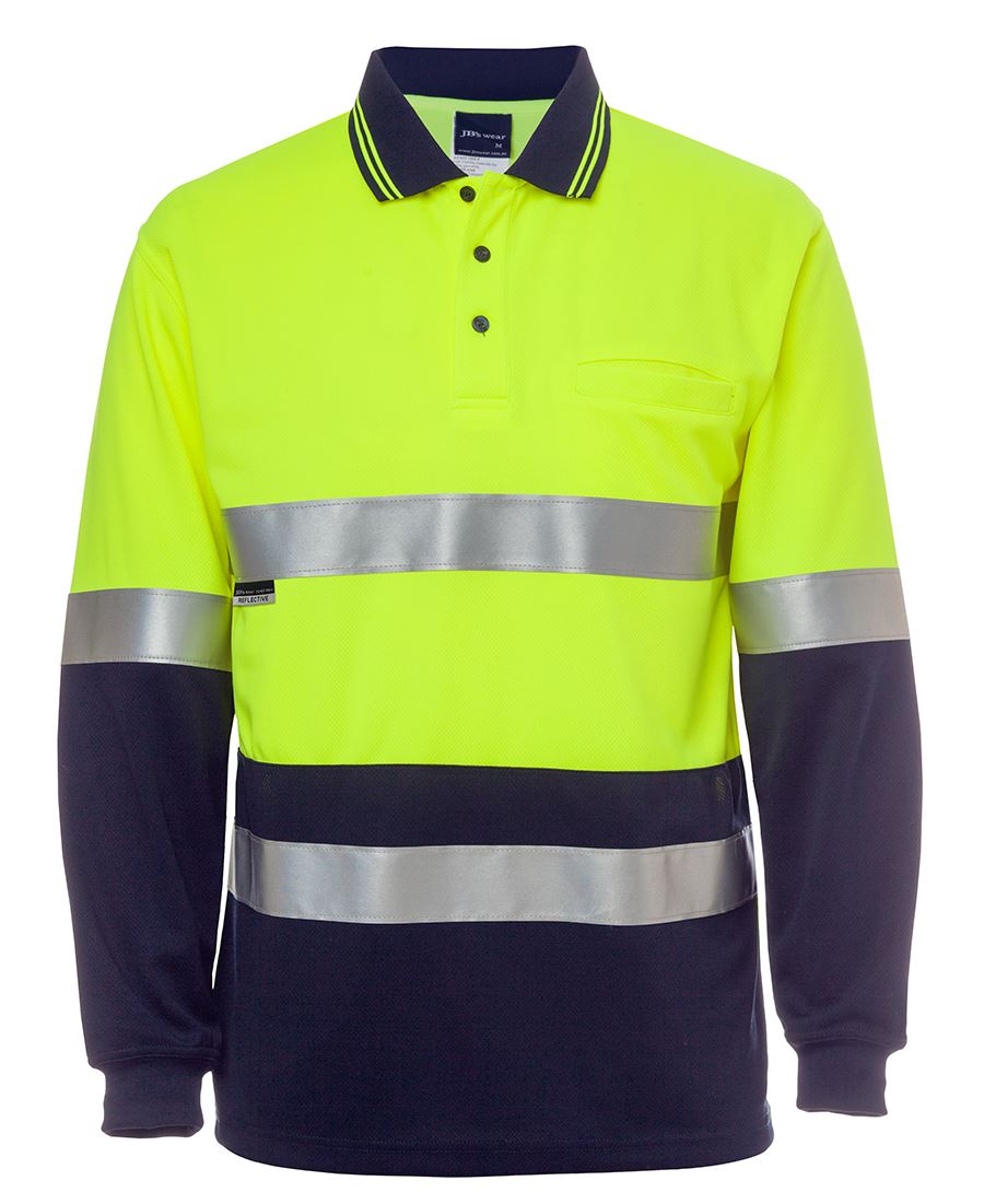 6HMCB - JB's Hi Vis L/S (D+N) COTTON BACK POLO  - UNBRANDED