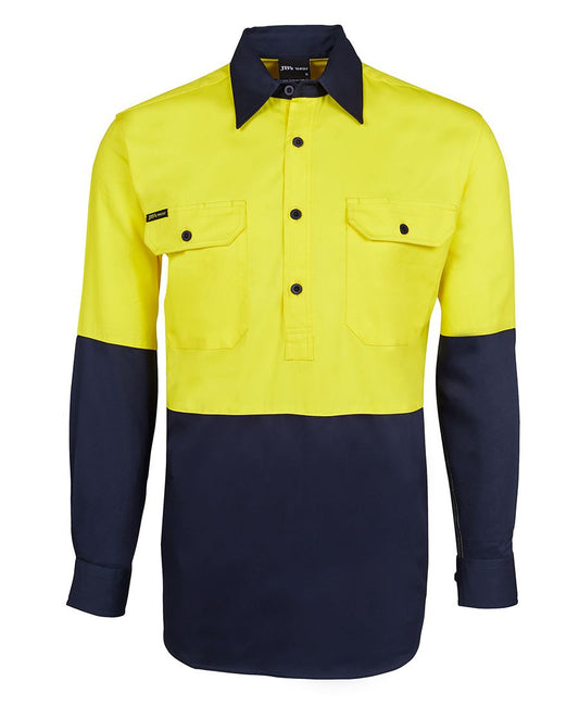 6HVCF - JB's Hi Vis CLOSE FRONT L/S 190G SHIRT   - UNBRANDED