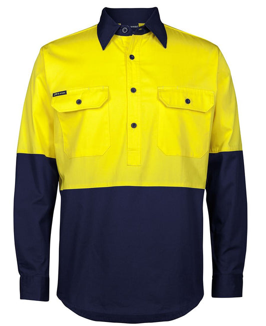 6HVCS - JB's Hi Vis CLOSE FRONT L/S 150G WORK SHIRT   - UNBRANDED