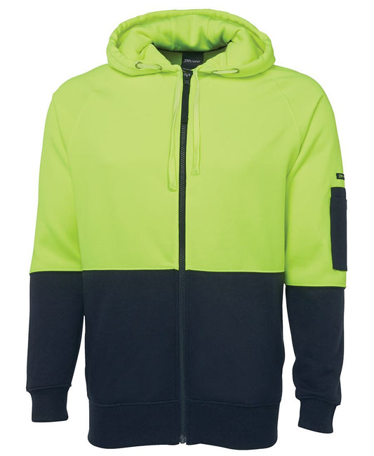 6HVH - JB's Hi Vis FULL ZIP FLEECY HOODIE - UNBRANDED