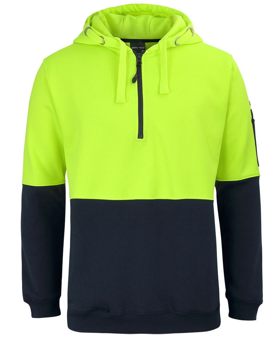 6HVHZ - JB's Hi Vis 1/2 ZIP FLEECY HOODIE - UNBRANDED