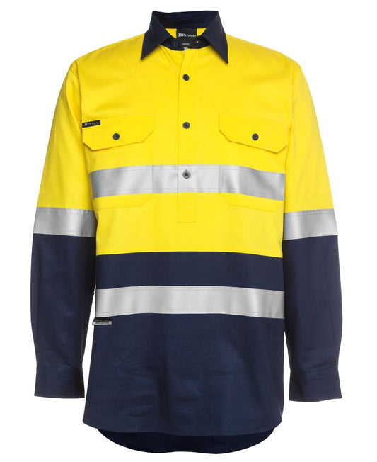 6HWCF - JB's Hi Vis (D+N) CLOSE FRONT L/S 190G SHIRT   - UNBRANDED