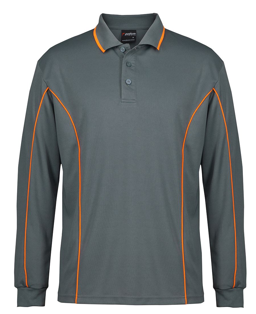 7PIPL - PODIUM L/S PIPING POLO  - UNBRANDED