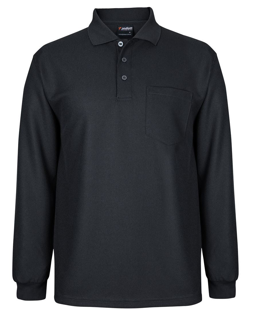 7WPL - PODIUM L/S WAFFLE POCKET POLO  - UNBRANDED