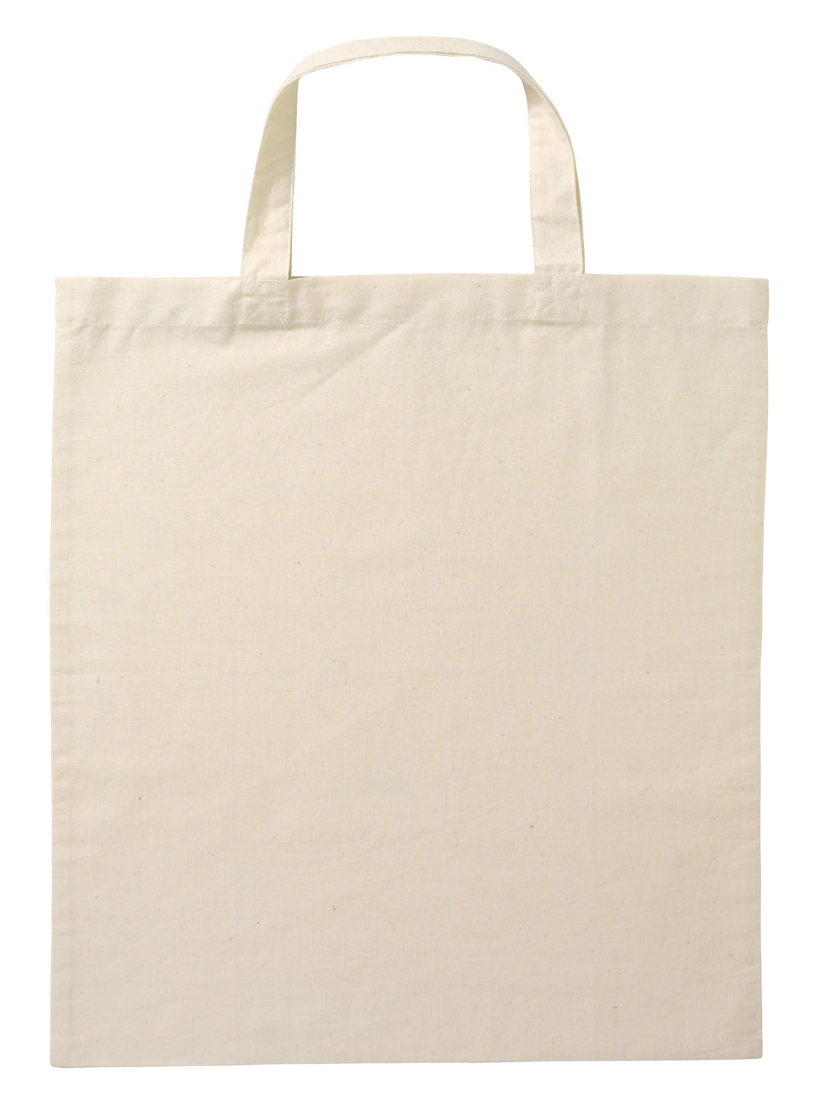 B106 - Calico Bag Short Handle - Natural - UNBRANDED