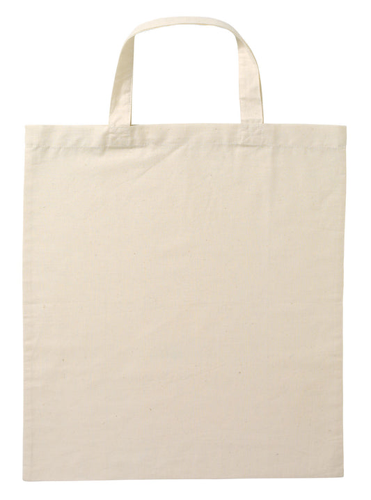 B106 - Calico Bag Short Handle - Natural - UNBRANDED