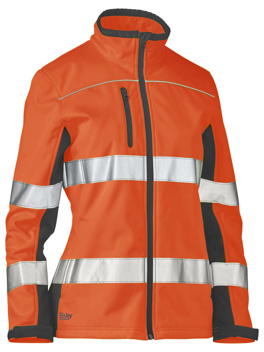 BJL6059T - Women's Taped Two Tone Hi Vis Soft Shell Jacket - UNBRANDED