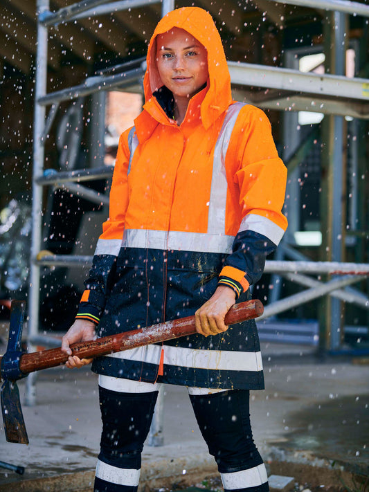 BJL6966T - Women's H Taped Two Tone Hi Vis Rain Jacket - UNBRANDED